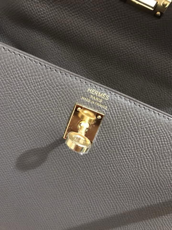 Hermès Kelly 25 Sellier Etain Y Stamp