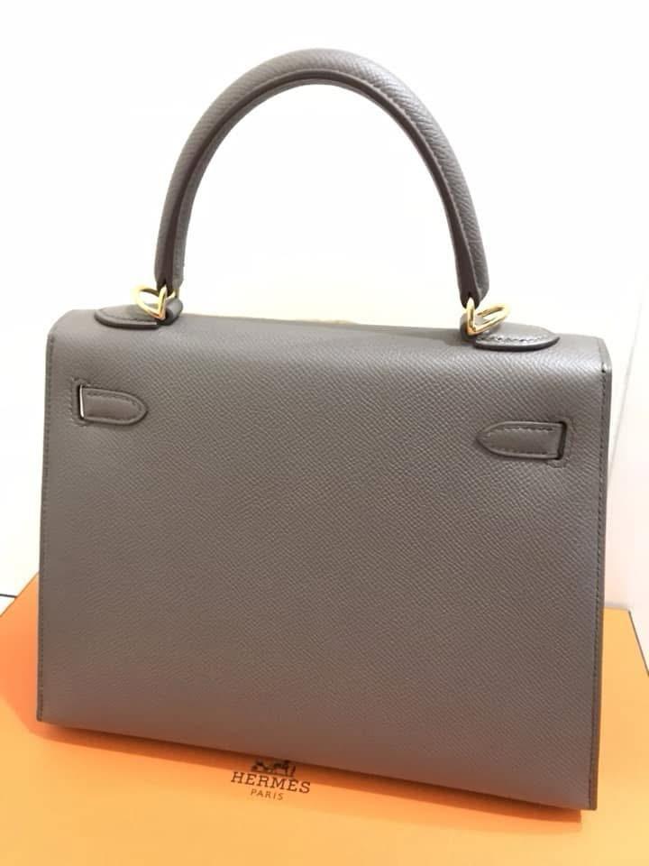 Hermès Kelly 25 Sellier Etain Y Stamp