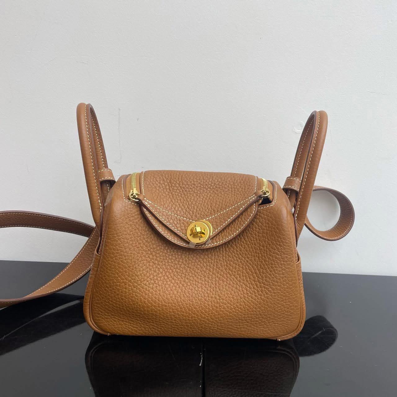 Hermès Lindy Mini Taurillon Clémence Gold Y Stamp