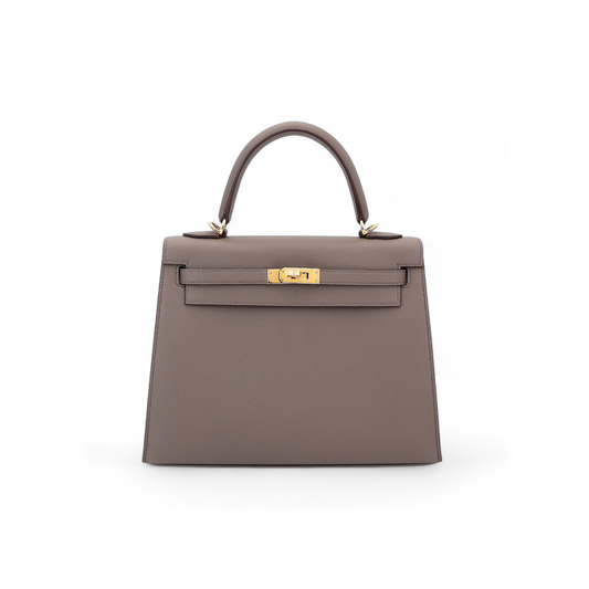 Hermès Kelly 25 Sellier Etain Y Stamp