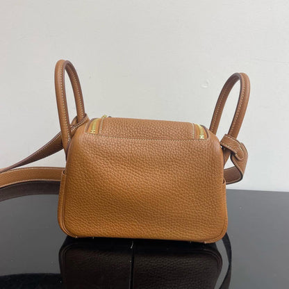 Hermès Lindy Mini Taurillon Clémence Gold Y Stamp